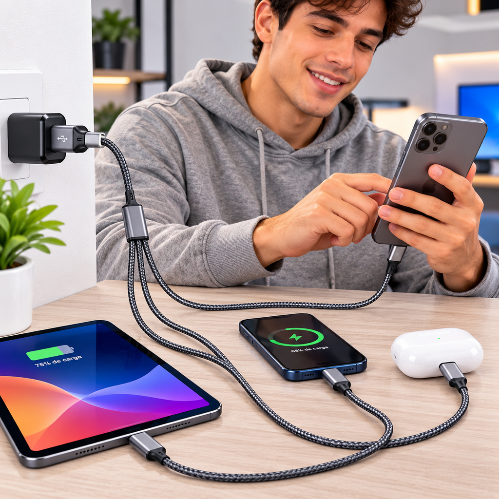 Cable micro usb + Iphone + type c