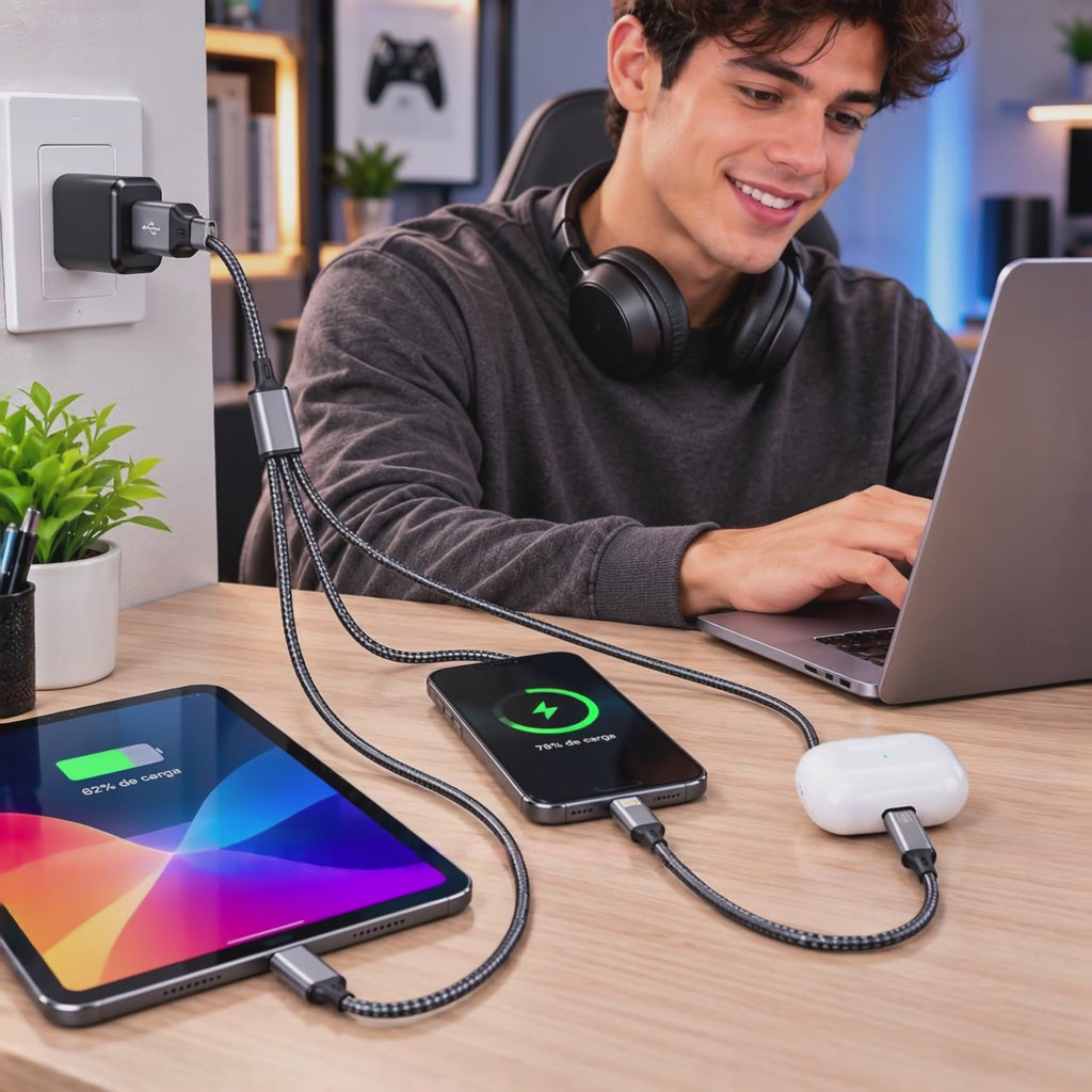 Cable micro usb + Iphone + type c